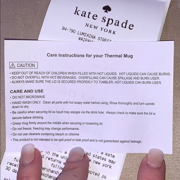 Kate ♠️ Spade NY Lips 👄 Stripe 16oz Thermal Mug - Picture 8 of 8